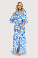 Watson Kimono Maxi Dress | Blue + White