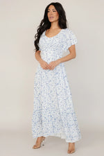 Joanie Smocked Dress | White + Blue Floral