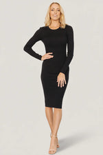 Mavis Ribbed Midi Dress | Black