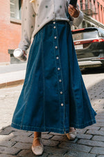 Cece Button Down Denim Skirt | Dark Wash