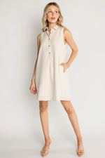 Dolly Short Dress | Beige Gingham Print