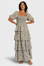 Felicia Tiered Maxi Dress | Green Multi