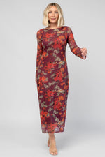 Miley Mesh Dress | Burgundy Floral