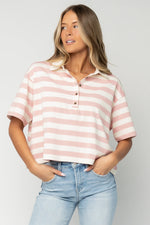 Ruby Striped Top | Pink + White