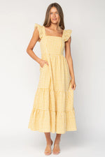 Campbell Gingham Maxi Dress | Yellow + White