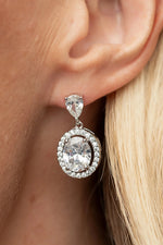 Stena Oval Dangle Drop Earrings | Silver