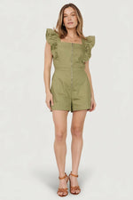 Montgomery Denim Romper | Olive
