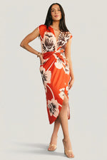 Cascada Twist Midi Dress | Sunset Floral