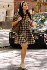 Melrose Plaid Short Dress | Brown