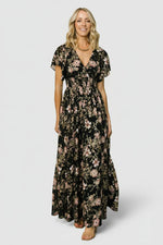 Lynlee Metallic Maxi Dress | Black + Mauve