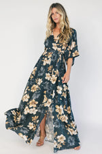 Hamilton Kimono Maxi Dress | Dark Jade Floral