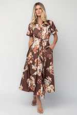 Blythe Midi Dress | Brown Floral