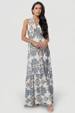 Estrella Halter Maxi Dress | Navy + Tan