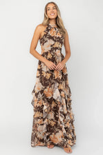 Elaine Maxi Dress | Brown Golden Floral