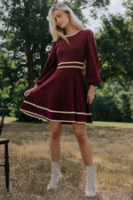 Ashley Knit Short Dress | Wine + Cream