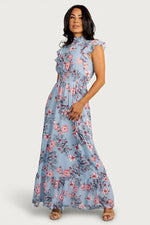 Kearny Ruffle Maxi Dress | Light Blue + Blush
