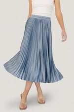 Demetria Pleated Midi Skirt | Steel Blue