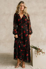 Avalora Midi Dress | Black Rose Floral