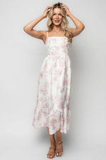 Cherie Jacquard Dress | Off White + Pink Floral