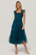 Emma Smocked Tulle Dress | Teal
