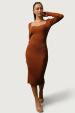 Waldorf Ribbed Midi Dress | Chestnut