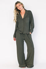 Eloise Ribbed Pajama Set | Dark Olive
