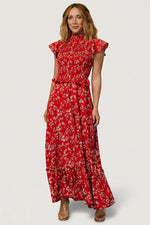 Orla Ruffle Maxi Dress | Red Floral