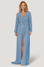 Breanne Faux Wrap Maxi Dress | Slate Blue