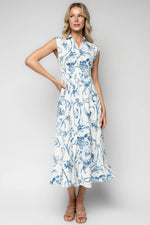 Tobias Midi Dress | Off White + Blue Floral