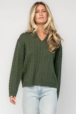 Arden Cable Knit Sweater | Dark Green