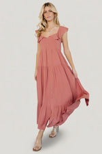Ellie Ruffle Top Dress | Terracotta