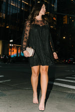 Cityscape Lace Short Dress | Black