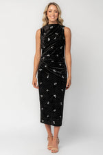 Moonlight Velvet Midi Dress | Black