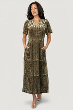 Bronwyn Velvet Dress | Olive