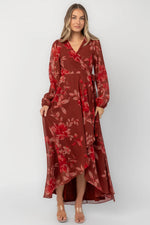 Felicity Wrap Maxi Dress | Rust Multi