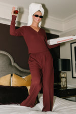 Rubi Soft Ribbed Pajama Set | Burgundy