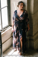 Kia Kimono Maxi Dress | Black + Blush Floral