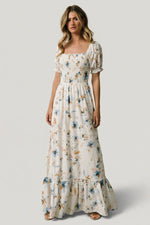 Capri Smocked Maxi Dress | White Multi Print