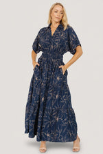 Hedda Tiered Maxi Dress | Deep Blue + Natural Floral