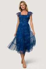 Clementine Tulle Midi Dress | Cobalt