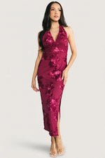 Lacey Halter Midi Dress | Berry Floral