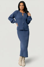 Blair Rib Knit Cardigan | Blue