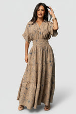 Hedda Tiered Maxi Dress | Natural + Blue Floral