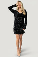 Mira Sequin Short Dress | Black