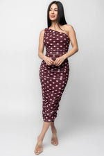 Lolli One Shoulder Midi Dress | Berry + Pink