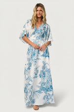 Dara Maxi Dress | Ivory + Blue Print