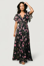 Lynlee Metallic Maxi Dress | Dark Blue + Pink