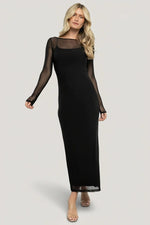 Darya Mesh Midi Dress | Black