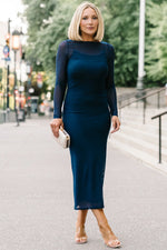 Darya Mesh Midi Dress | Navy