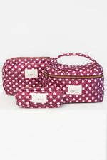 Kelani Quilted Cosmetic Bag Set | Berry + Pink